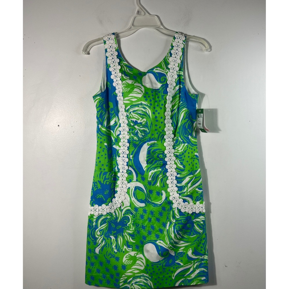 Womens Lilly Pulitzer Liz Shift Dress Limeade Roar Of the Jungle Dress 4 NWT